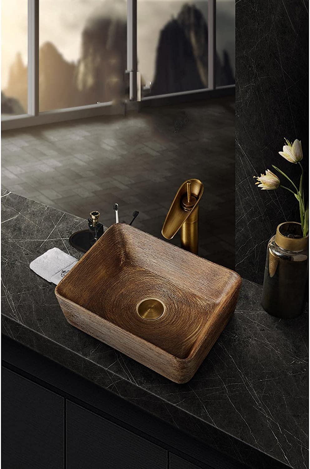 レトロ 芸術 台の上の鉢 長方形 陶磁器 洗面器 トイレ